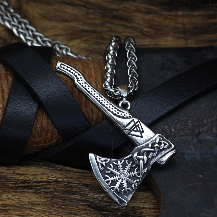 Viking Necklace - Viking Axe with Norse Symbols