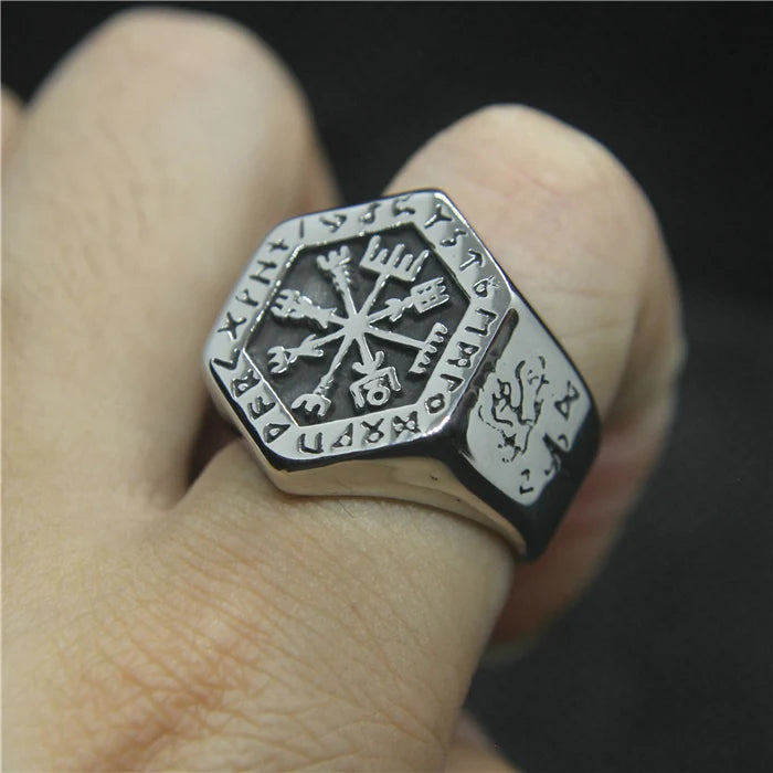 The Vegvísir Compass Ring - Stainless Steel Runic Ring