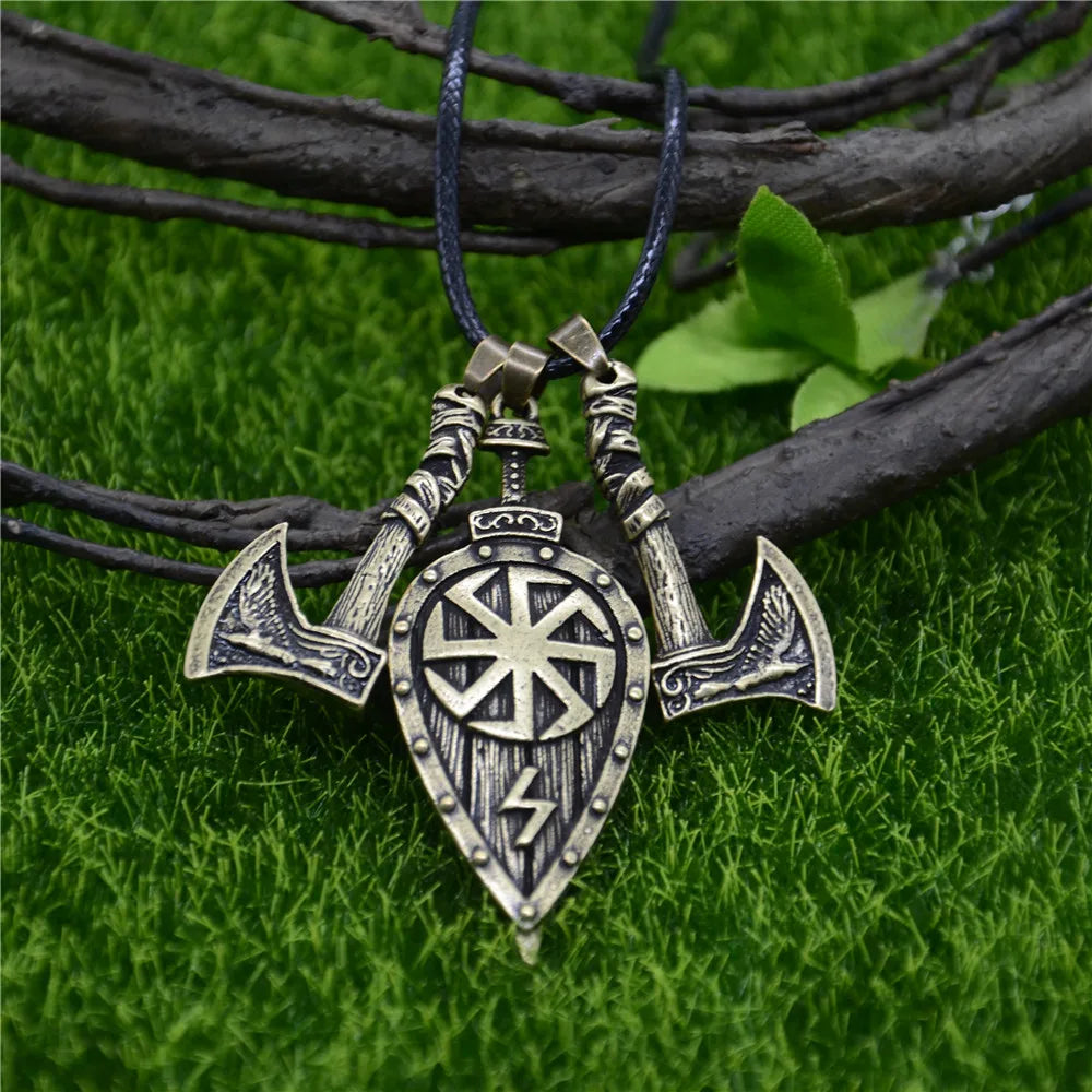 Viking Shield & Axe Pendant | Odin’s Axe Necklace