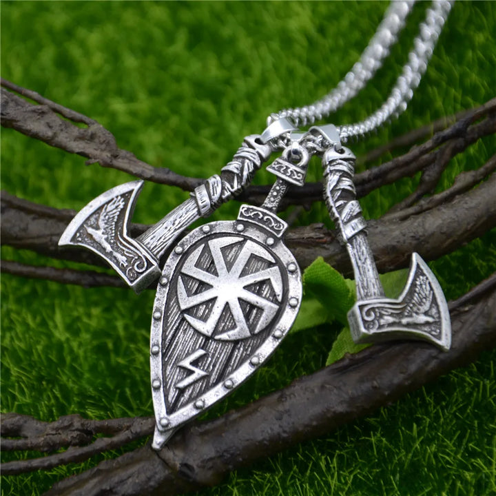 Viking Shield & Axe Pendant | Odin’s Axe Necklace