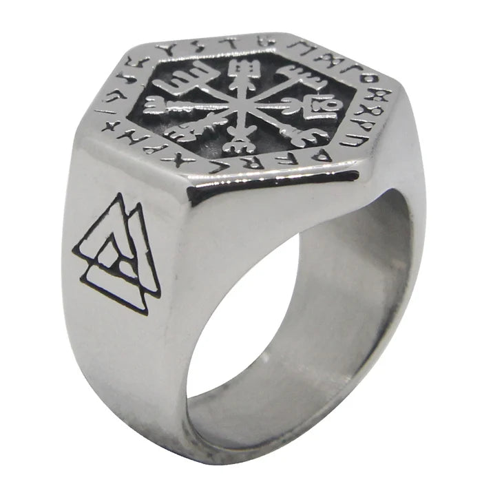 The Vegvísir Compass Ring - Stainless Steel Runic Ring