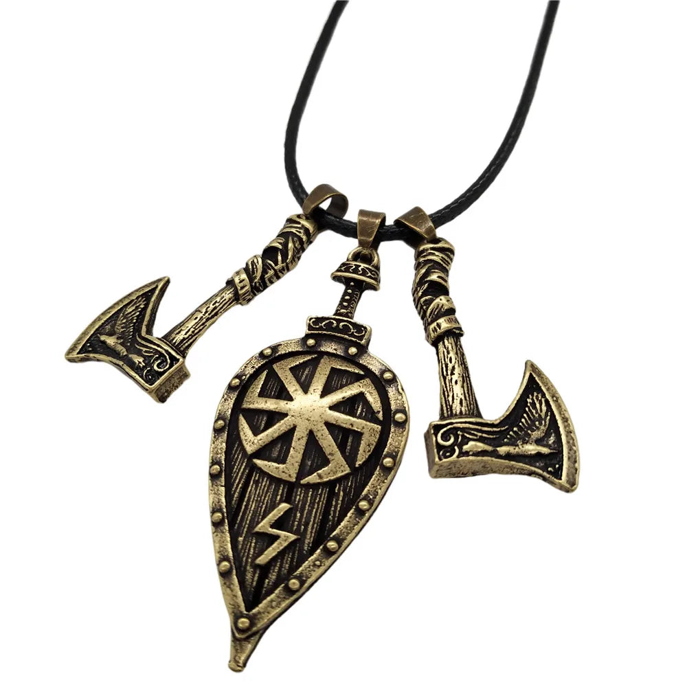 Viking Shield & Axe Pendant | Odin’s Axe Necklace