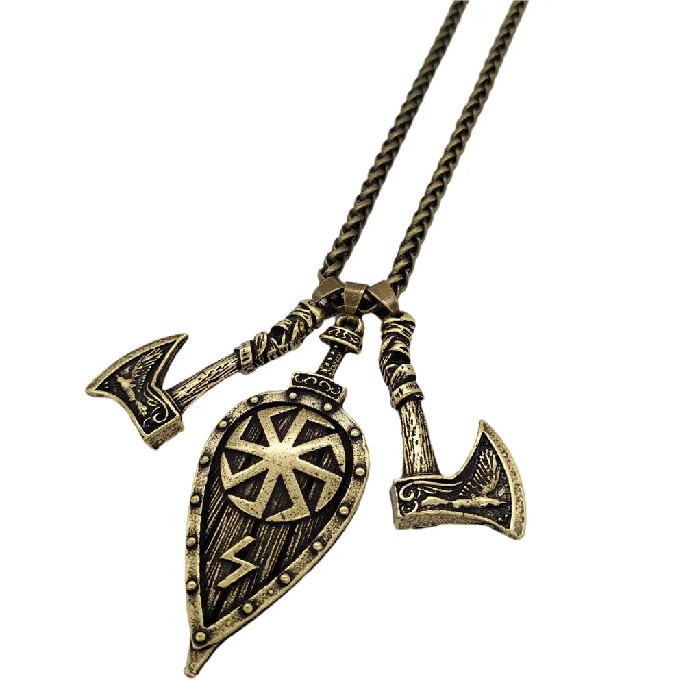 Viking Shield & Axe Pendant | Odin’s Axe Necklace