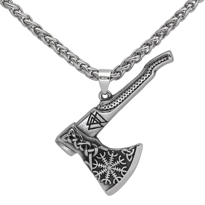 Viking Necklace - Viking Axe with Norse Symbols