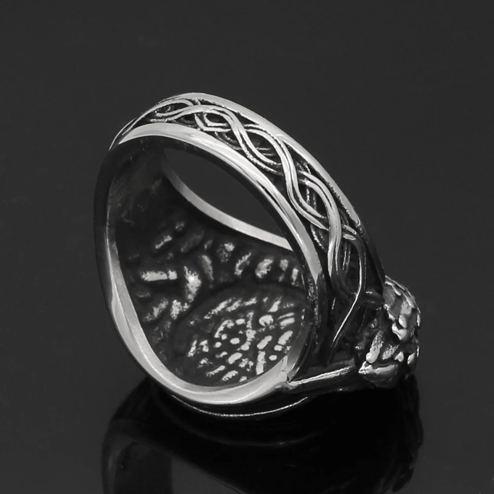 Viking Ring - Valknut With Odin's raven