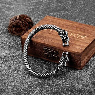 Wolf Head Twisted  Viking  Arm Ring