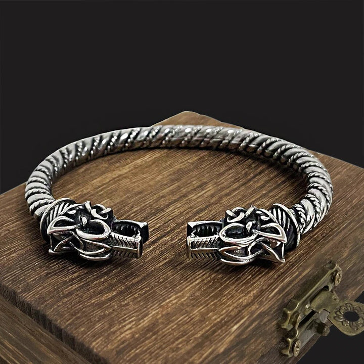 Wolf Head Twisted  Viking  Arm Ring