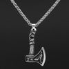 Viking Necklace - Wolf and Raven Axe Pendant