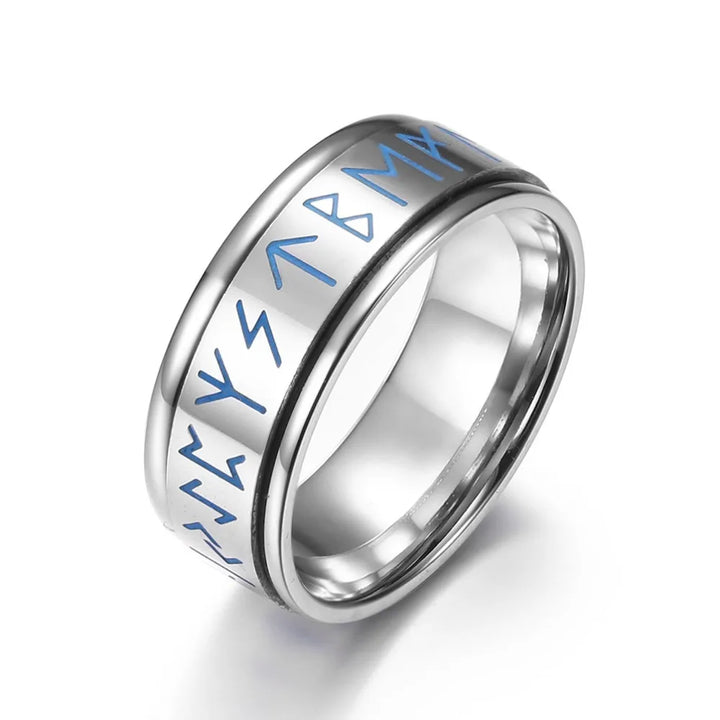 Viking Rune Steel Spinner Ring - Multiple Colours
