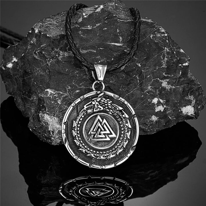 Viking Valknut Necklace – Serpent Medallion Pendant