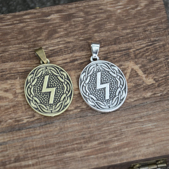 Norse Sowulo Rune Wheel of Power Necklace – Viking Talisman