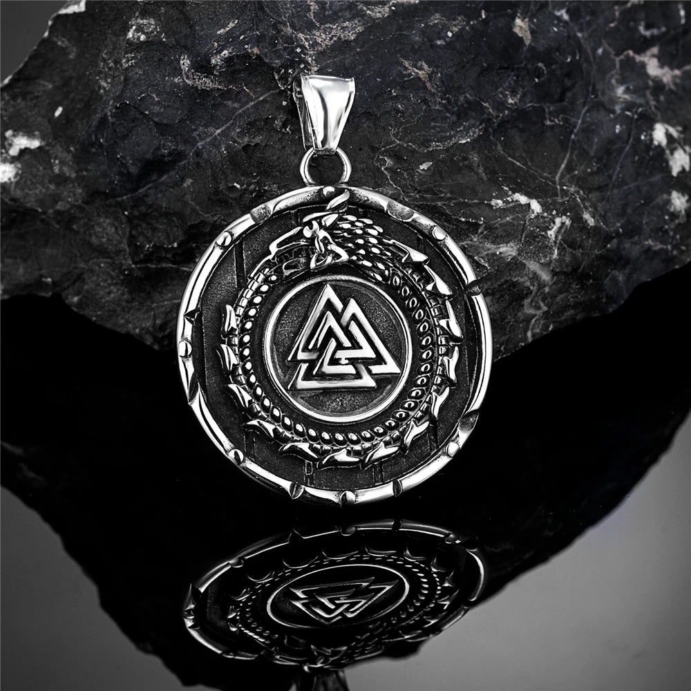 Viking Valknut Necklace – Serpent Medallion Pendant