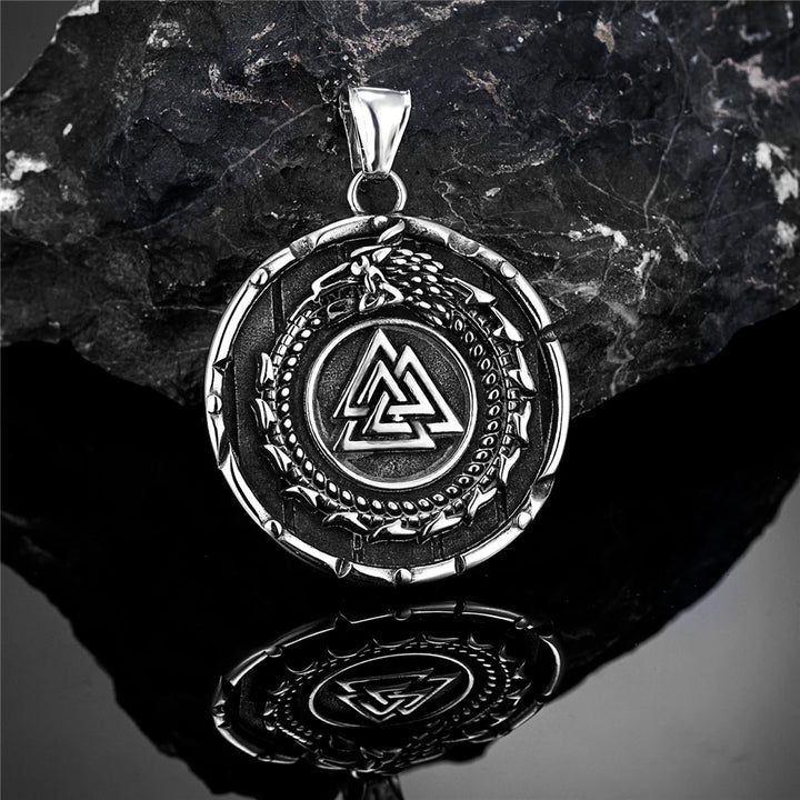 Viking Valknut Necklace – Serpent Medallion Pendant