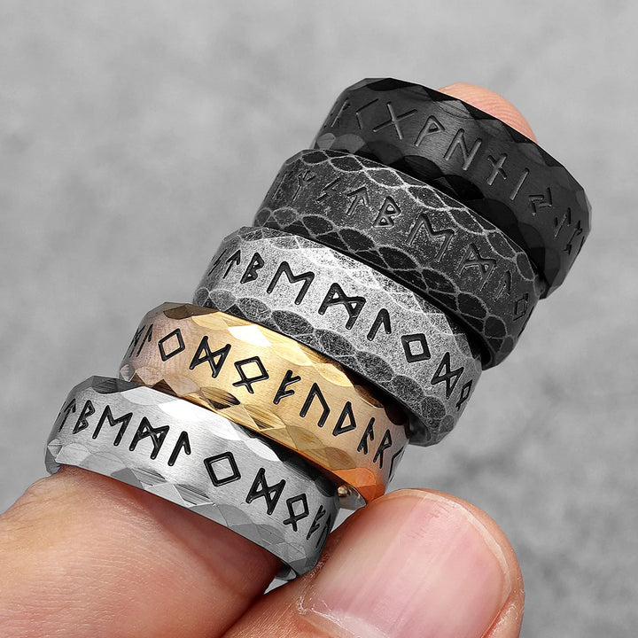Chiselled Edge Viking Rune Ring | Norse Jewellery