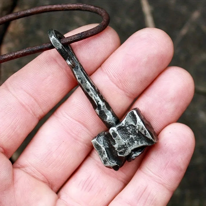 Thors Hammer Necklace on Rustic Cord