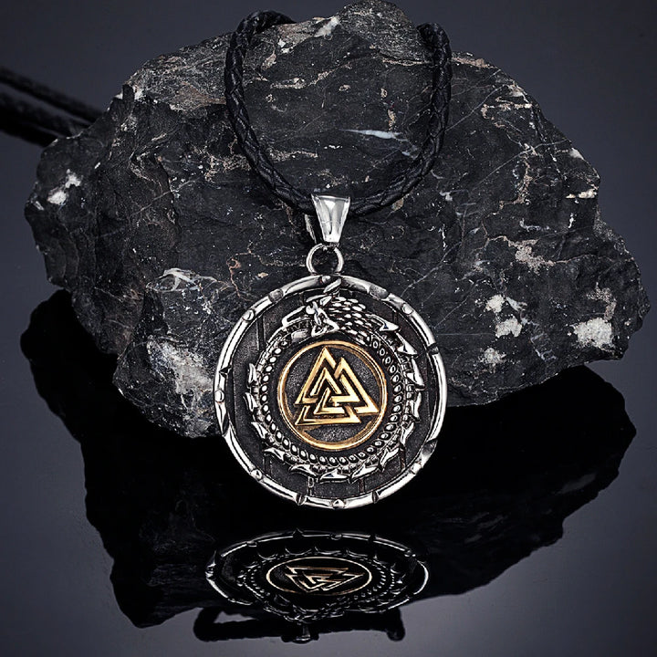 Viking Valknut Necklace – Serpent Medallion Pendant