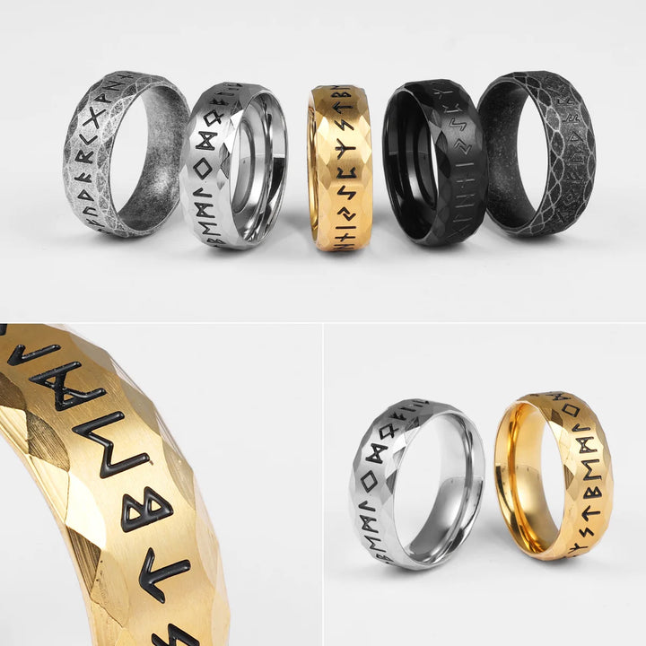 Chiselled Edge Viking Rune Ring | Norse Jewellery
