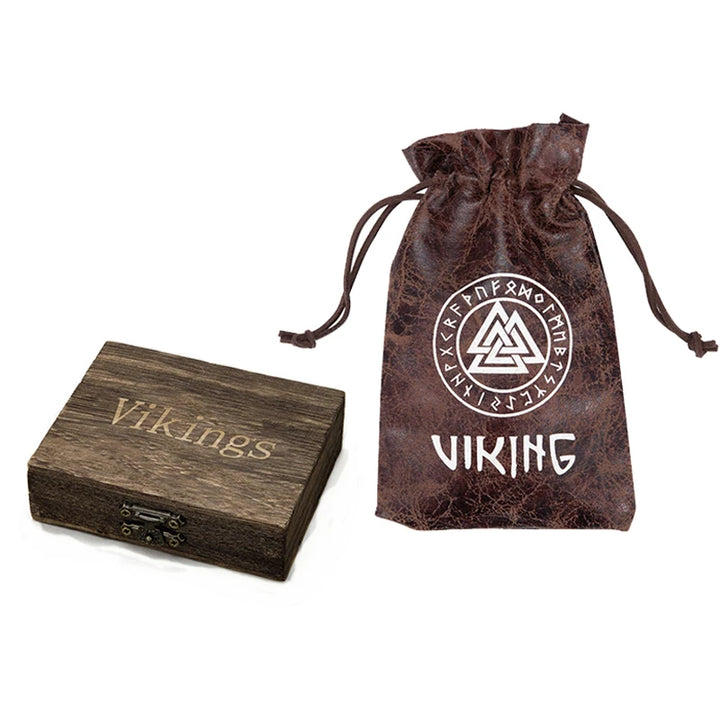Viking Natural Wooden Box + PU Leather Bag