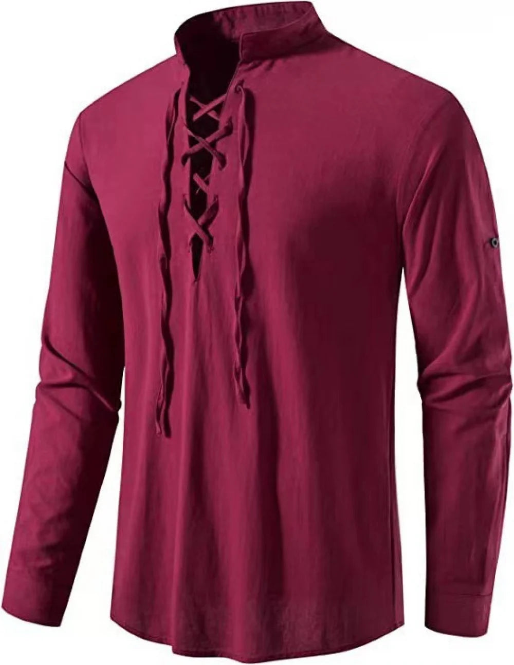 Men’s Viking Lace-Up Tunic – Nordic Medieval Cotton Linen Shirt