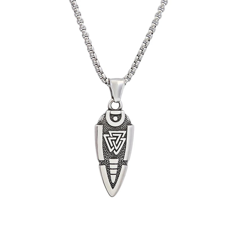 Valknut Arrowhead Pendant: Odin’s Knot Stainless Steel Necklace
