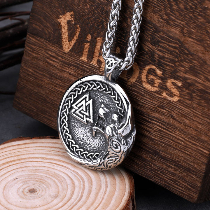 Viking Necklace - Norse Wolf With Valknut Symbol