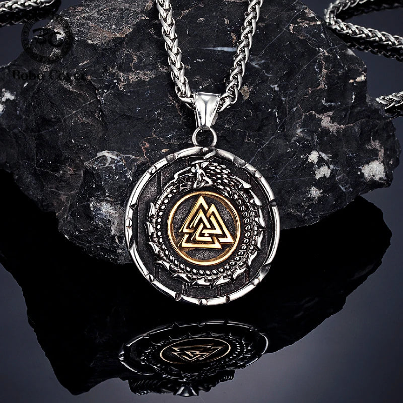 Viking Valknut Necklace – Serpent Medallion Pendant