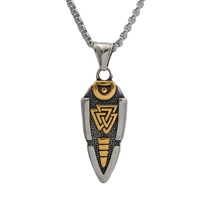 Valknut Arrowhead Pendant: Odin’s Knot Stainless Steel Necklace