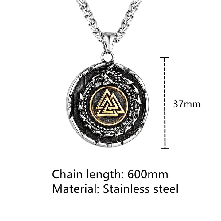 Viking Valknut Necklace – Serpent Medallion Pendant