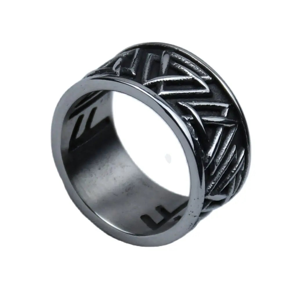 Odin Valknut Raven Ring - Stainless Steel Norse Rune Band