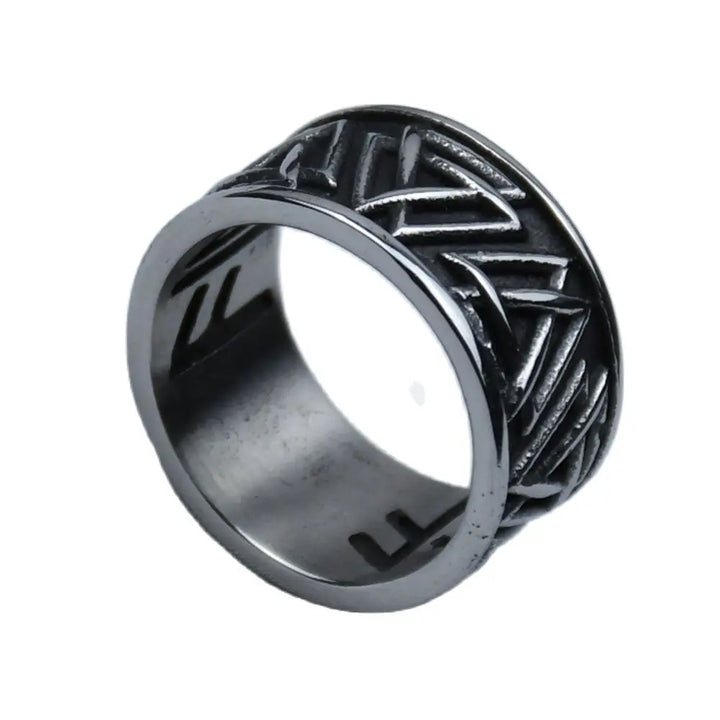 Odin Valknut Raven Ring - Stainless Steel Norse Rune Band