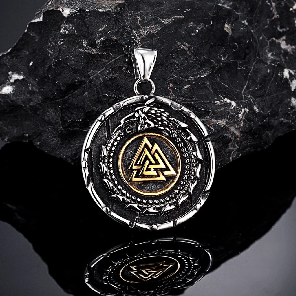 Viking Valknut Necklace – Serpent Medallion Pendant