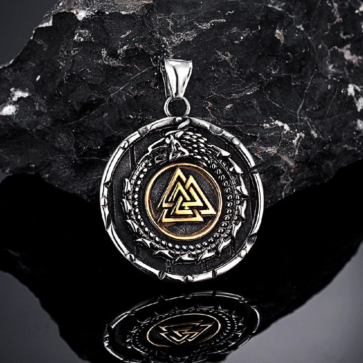 Viking Valknut Necklace – Serpent Medallion Pendant
