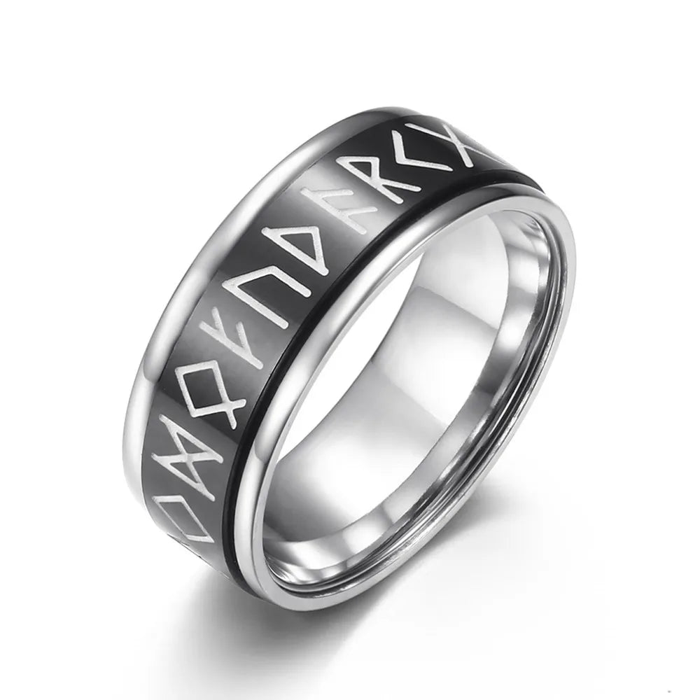 Viking Rune Steel Spinner Ring - Multiple Colours