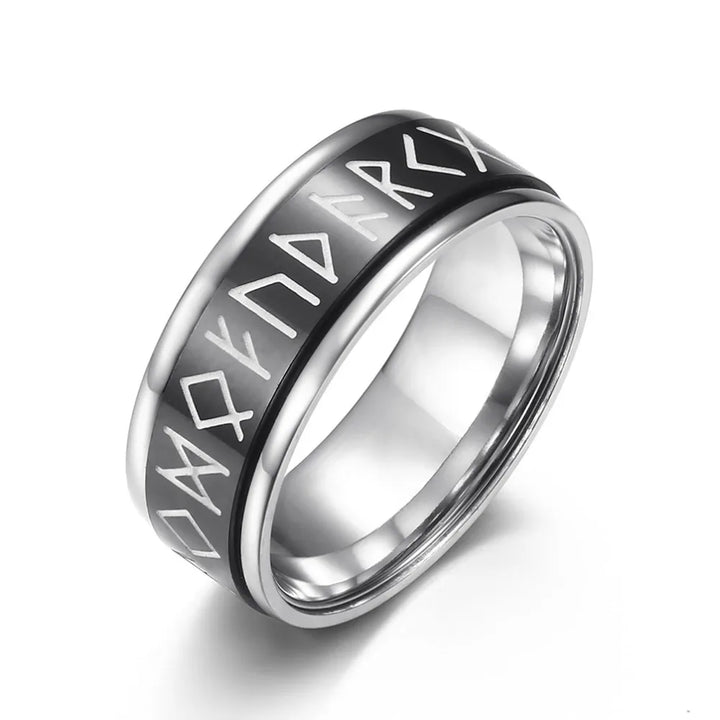 Viking Rune Steel Spinner Ring - Multiple Colours