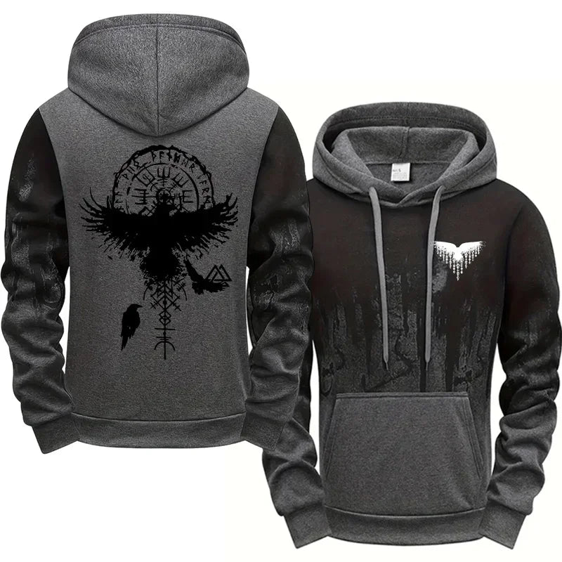 Vegvísir Raven Hoodie — Norse Viking Compass Pullover