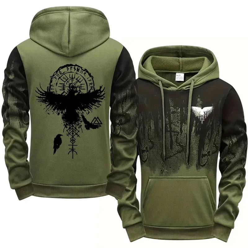 Vegvísir Raven Hoodie — Norse Viking Compass Pullover