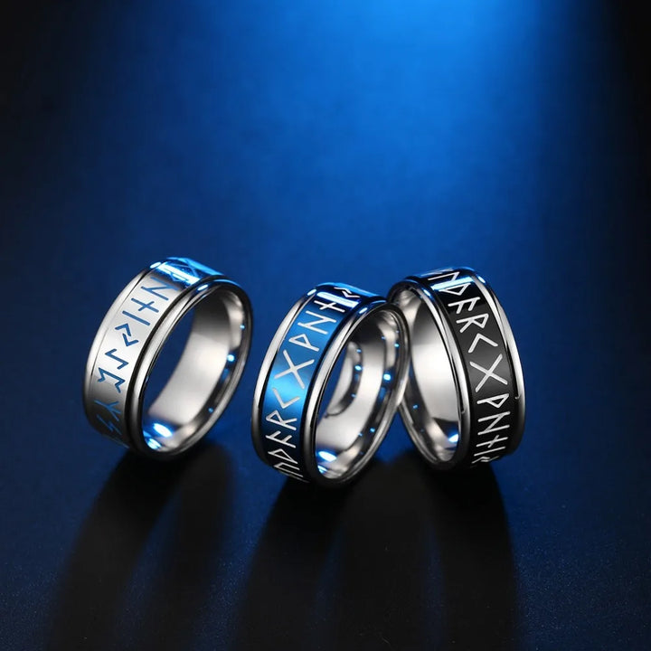 Viking Rune Steel Spinner Ring - Multiple Colours
