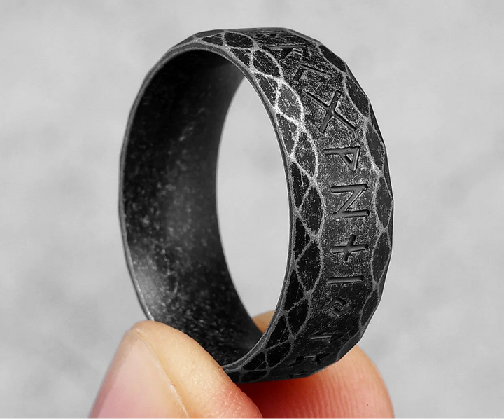 Chiselled Edge Viking Rune Ring | Norse Jewellery