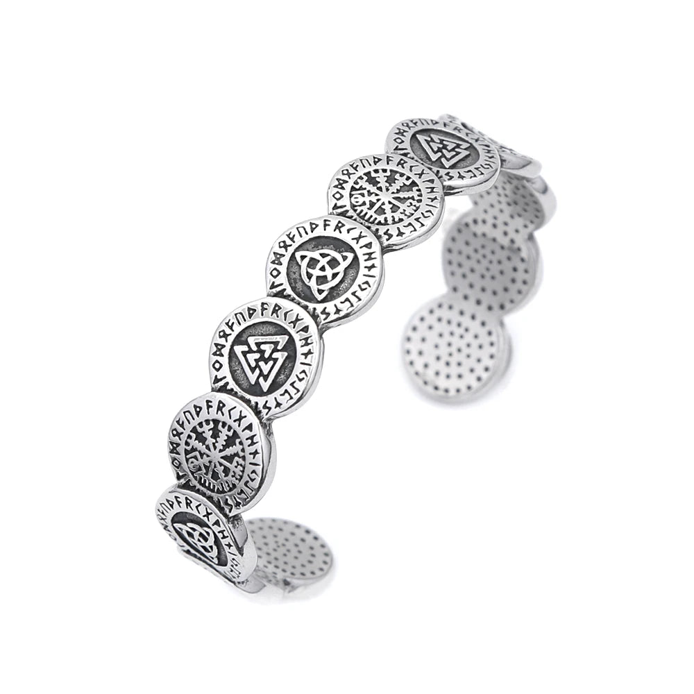 Viking Symbol and Runes Coin Bracelet - Stainless Steel Jewellery