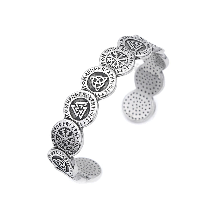 Viking Symbol and Runes Coin Bracelet - Stainless Steel Jewellery