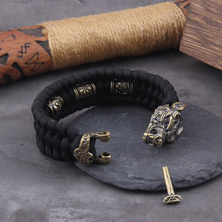 Fenrir Viking Cord Bracelet – Norse Wolf Jewellery