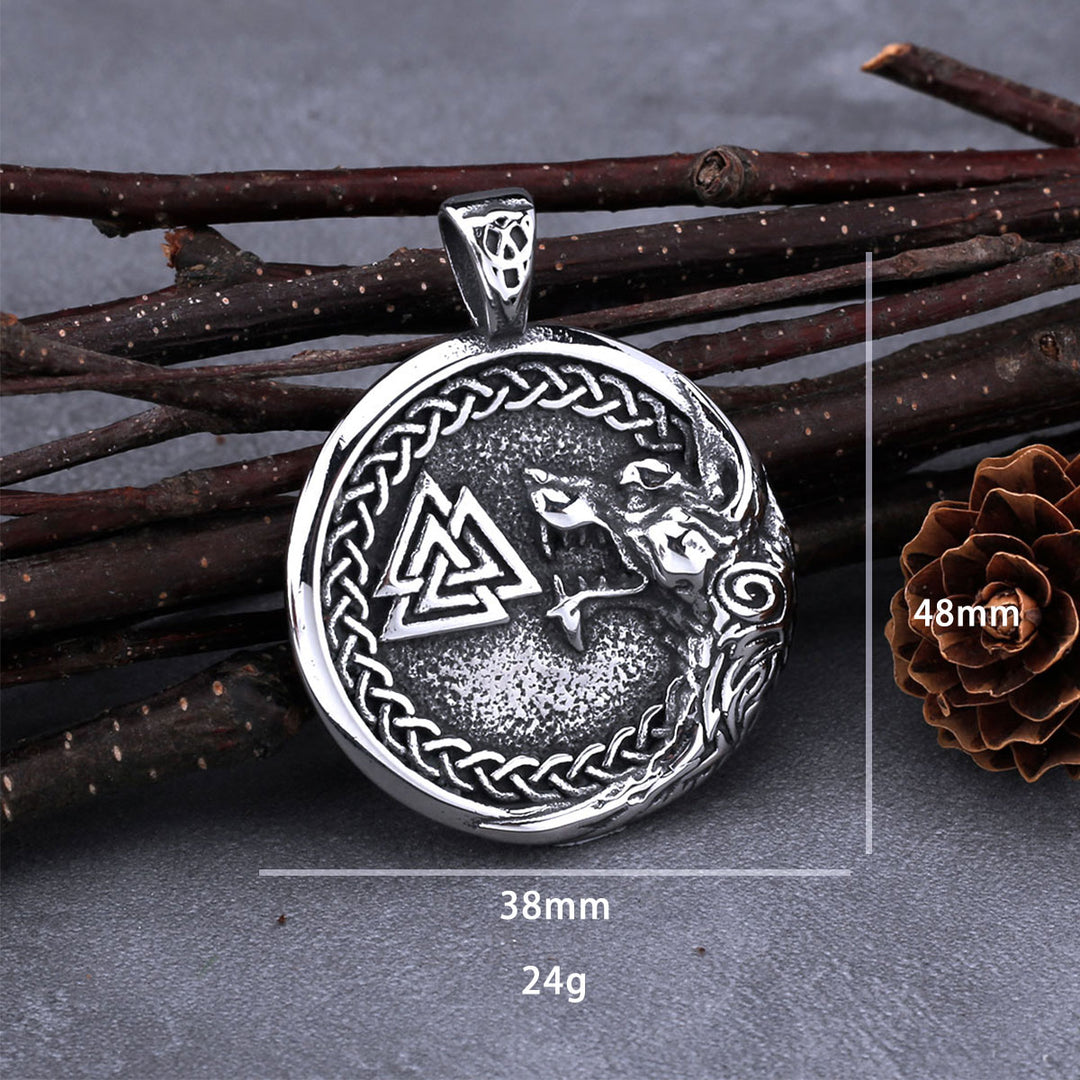 Viking Necklace - Norse Wolf With Valknut Symbol