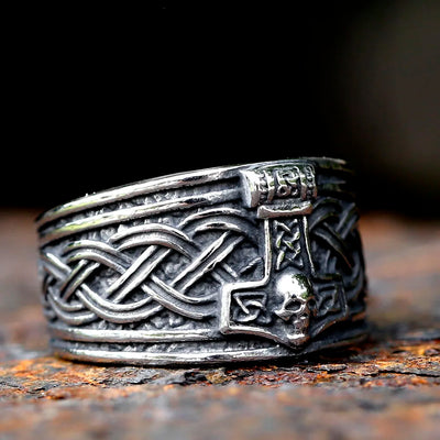 Viking Ring - Mjolnir Skull