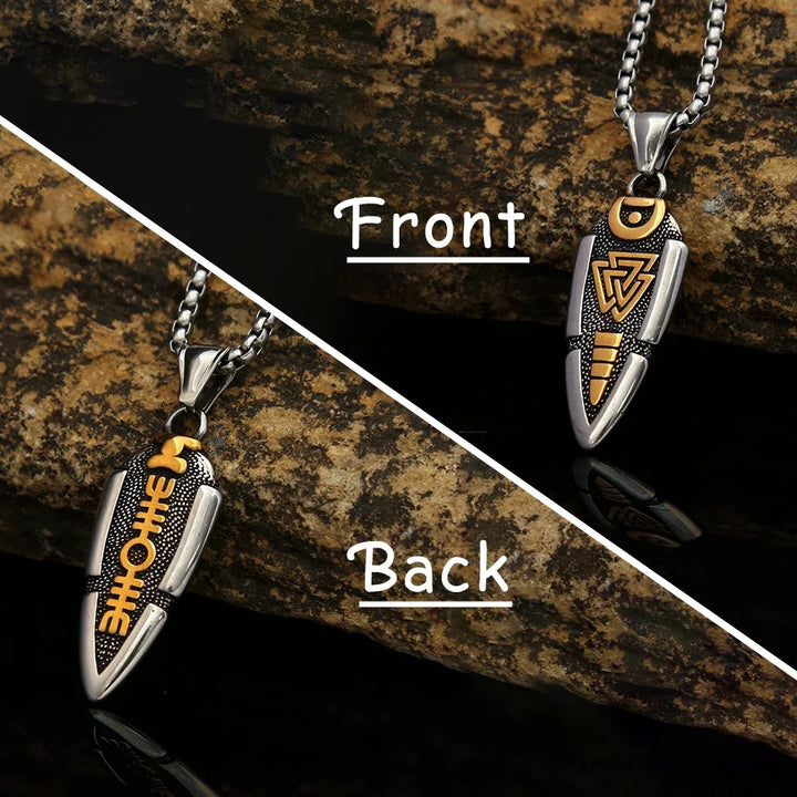 Valknut Arrowhead Pendant: Odin’s Knot Stainless Steel Necklace