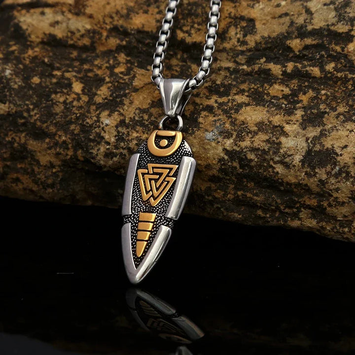 Valknut Arrowhead Pendant: Odin’s Knot Stainless Steel Necklace