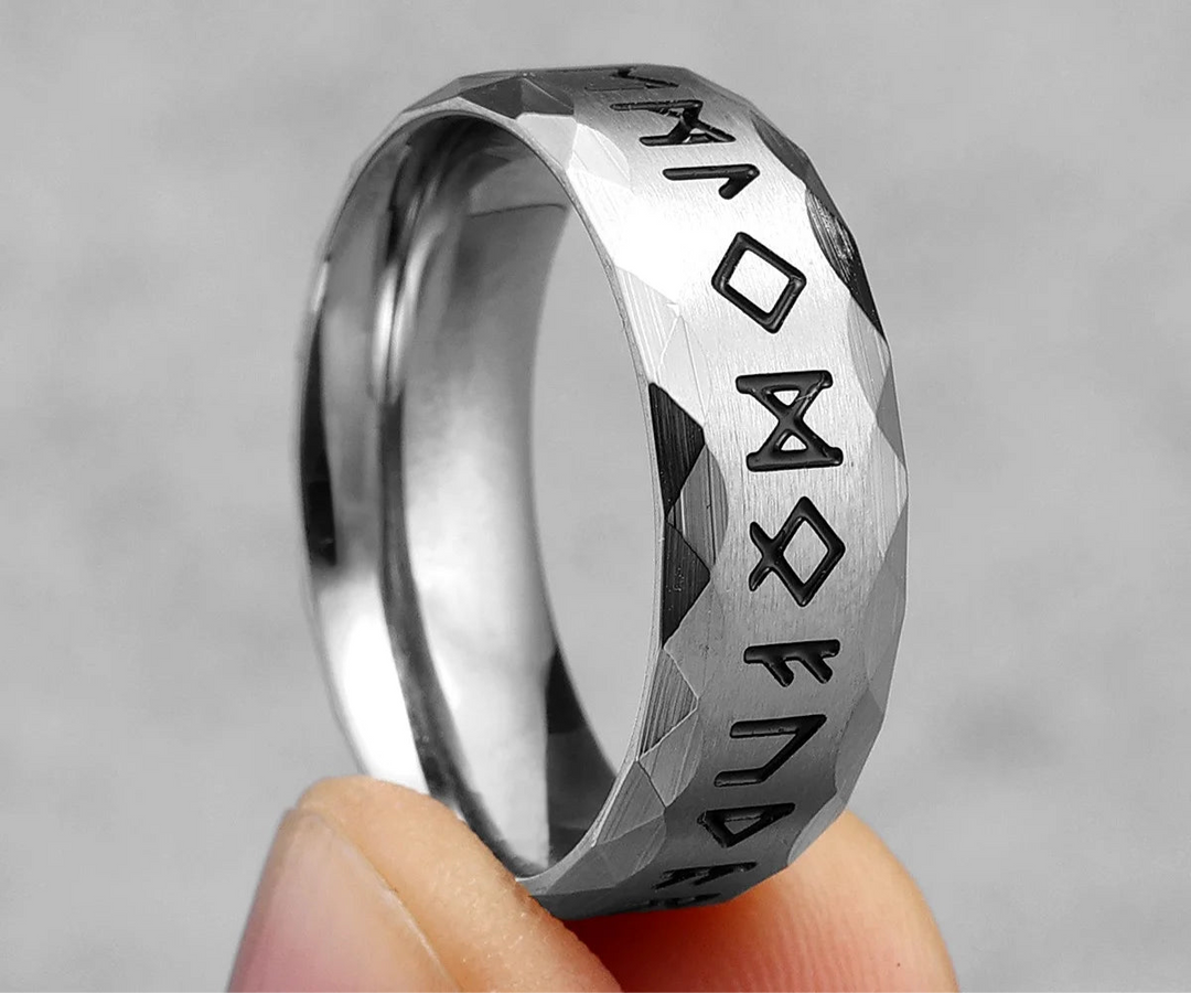 Chiselled Edge Viking Rune Ring | Norse Jewellery