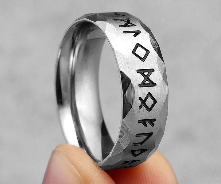 Chiselled Edge Viking Rune Ring | Norse Jewellery
