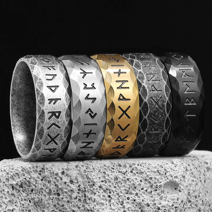 Chiselled Edge Viking Rune Ring | Norse Jewellery