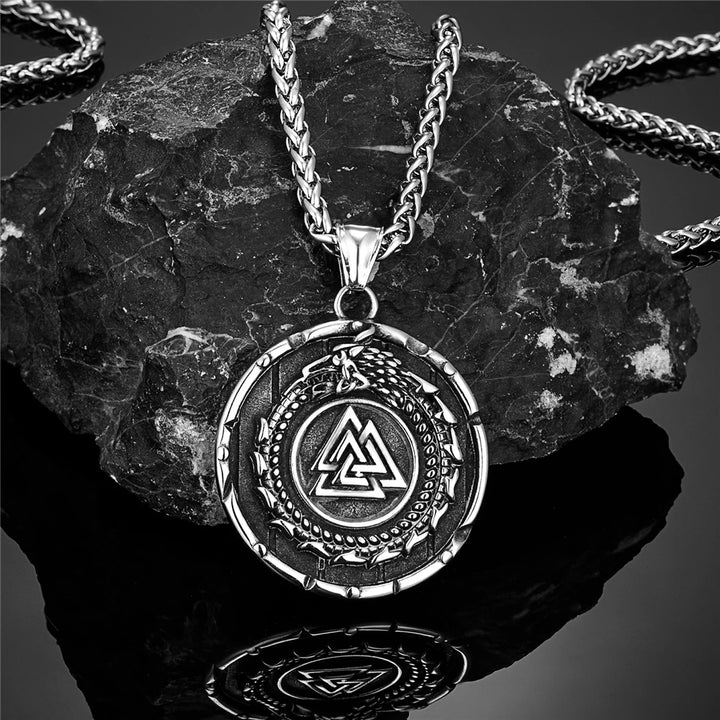 Viking Valknut Necklace – Serpent Medallion Pendant