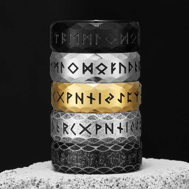 Chiselled Edge Viking Rune Ring | Norse Jewellery